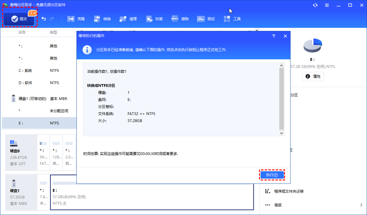 提交转换操作