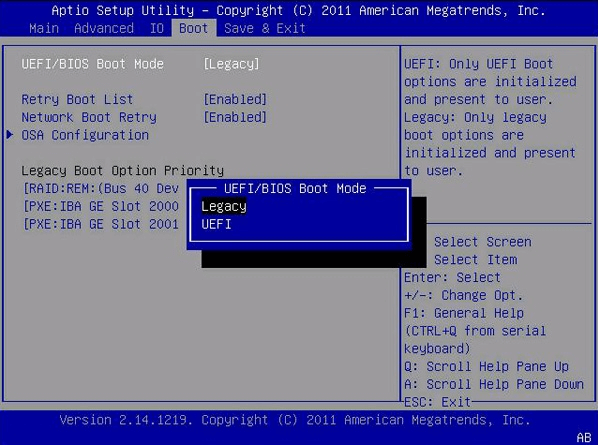 UEFI/BIOS Boot Mode