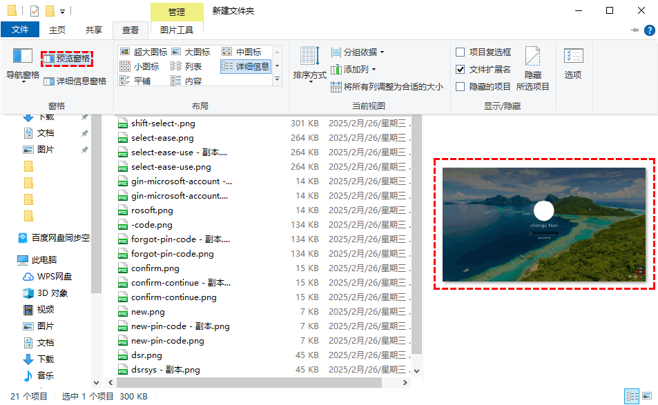 查看中打开预览窗格